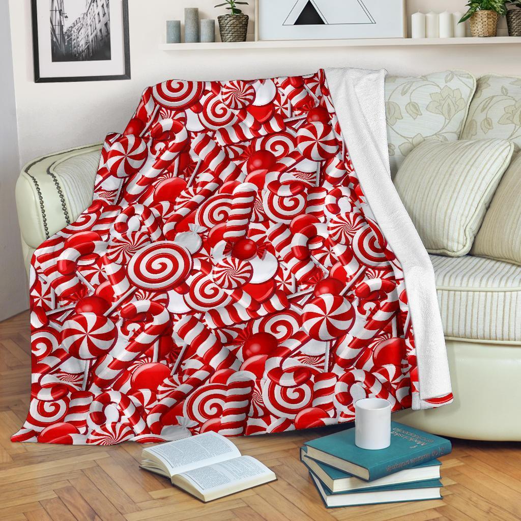 Candy Cane Print Pattern Blanket-grizzshop