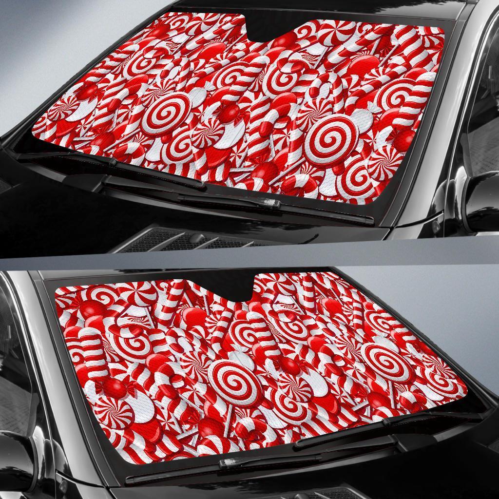 Candy Cane Print Pattern Car Sun Shade-grizzshop