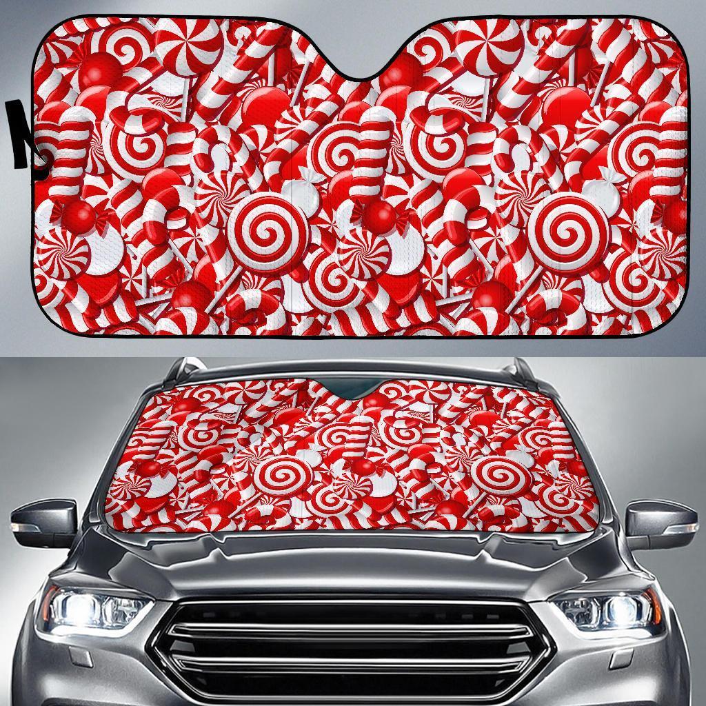 Candy Cane Print Pattern Car Sun Shade-grizzshop