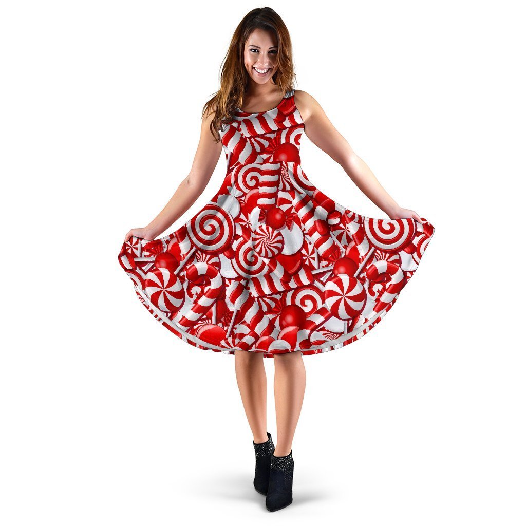 Candy Cane Print Pattern Dress-grizzshop