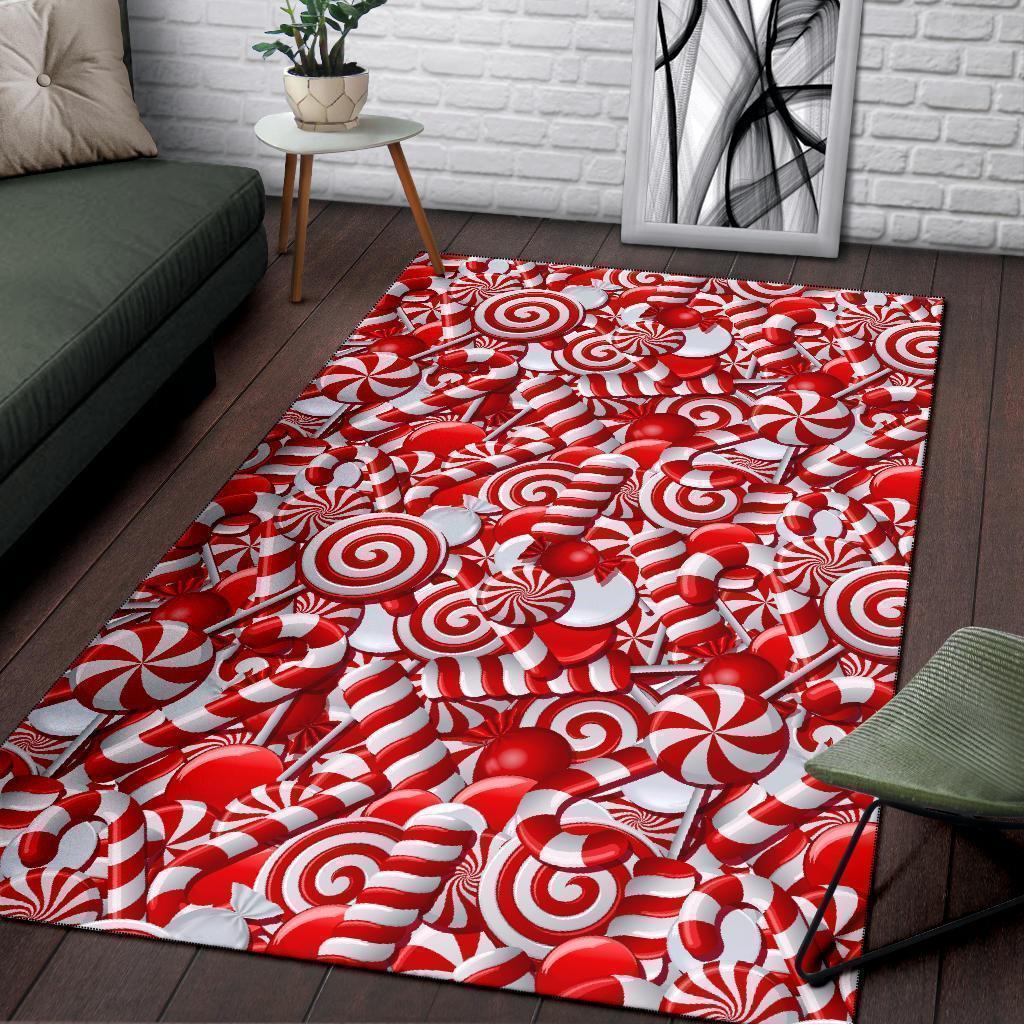 Candy Cane Print Pattern Floor Mat-grizzshop