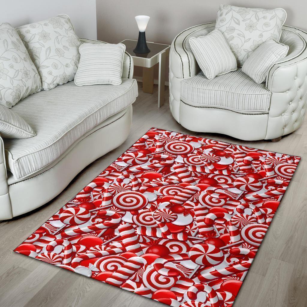 Candy Cane Print Pattern Floor Mat-grizzshop