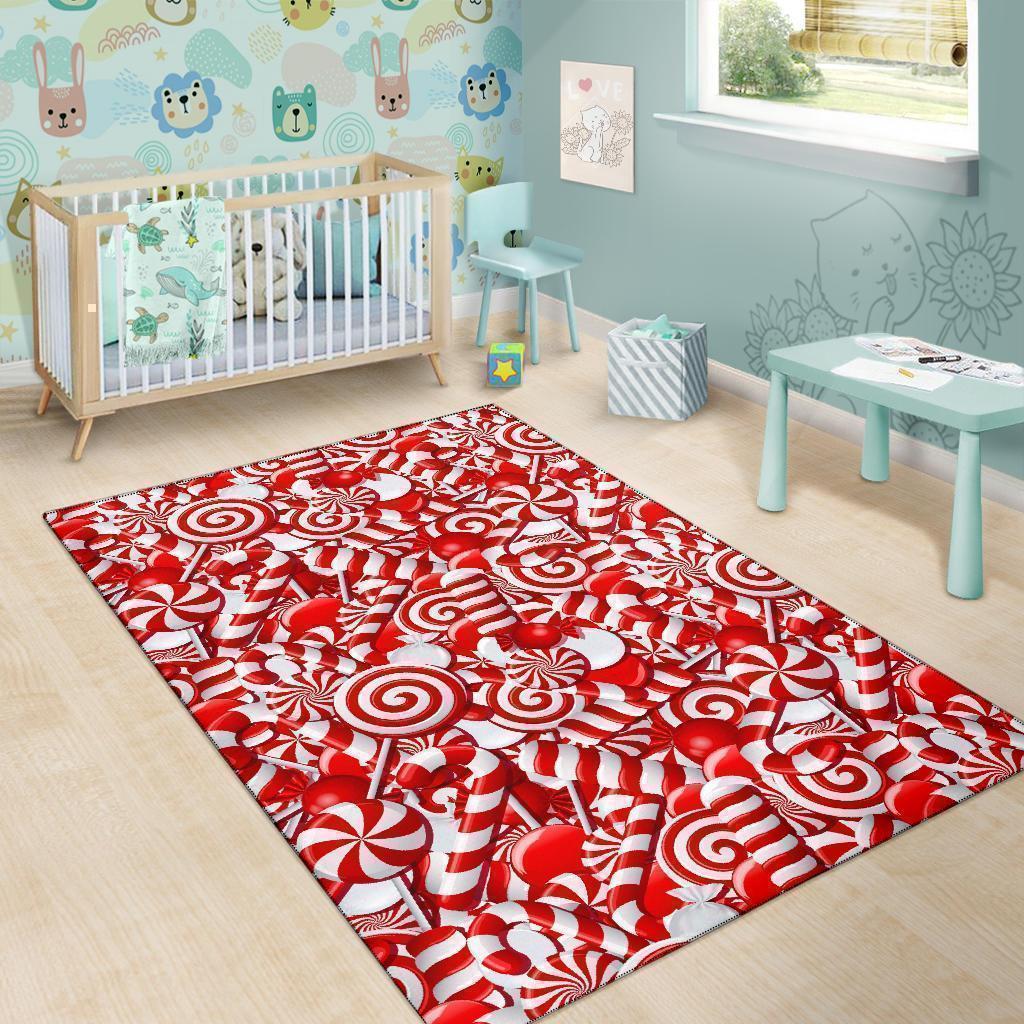 Candy Cane Print Pattern Floor Mat-grizzshop