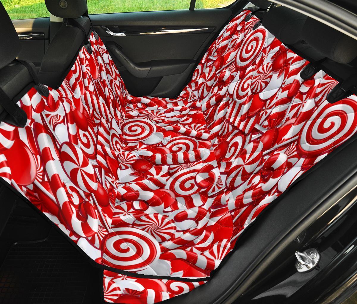 Candy Cane Print Pattern Pet Car Seat Cover-grizzshop