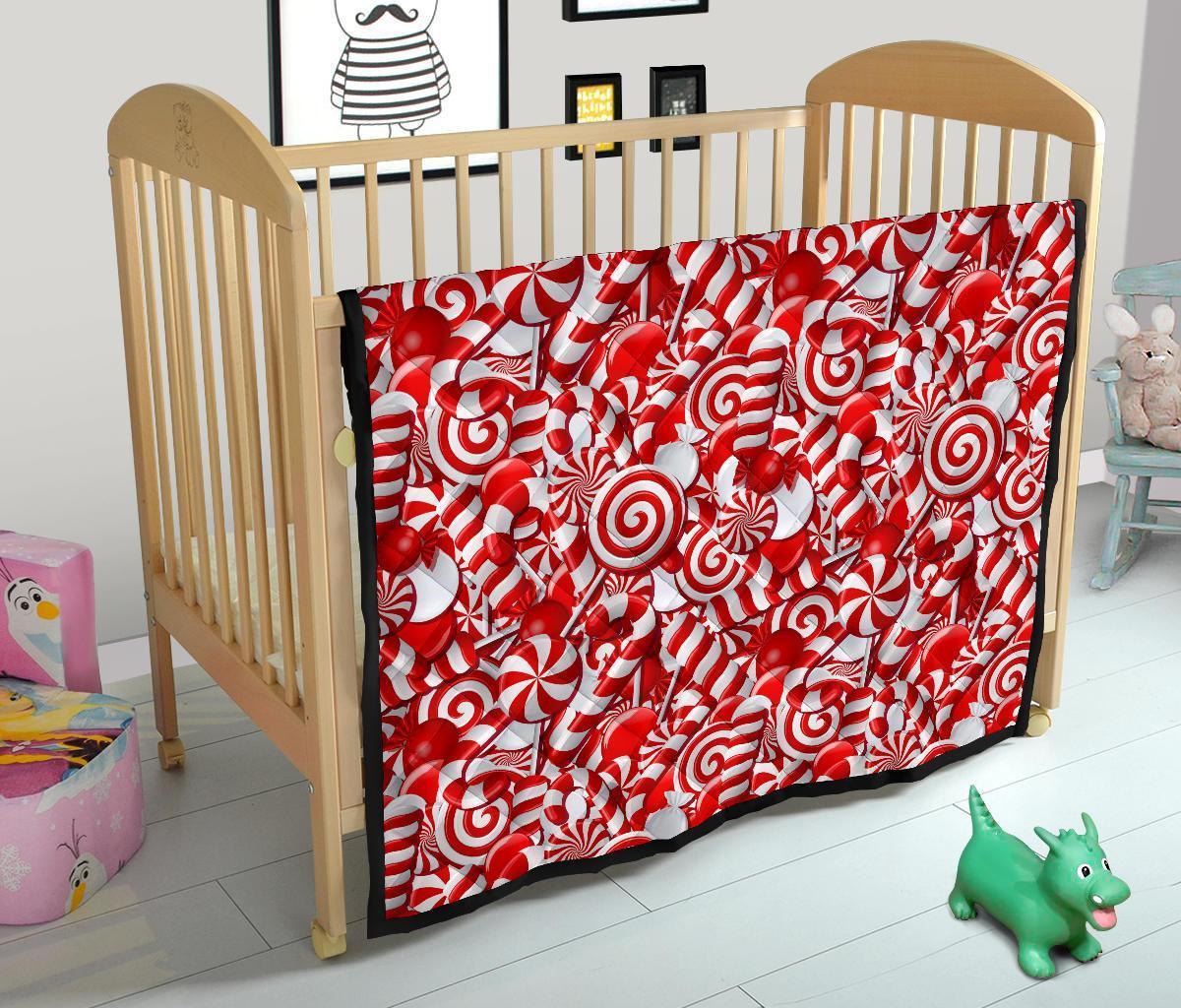 Candy Cane Print Pattern Quilt-grizzshop