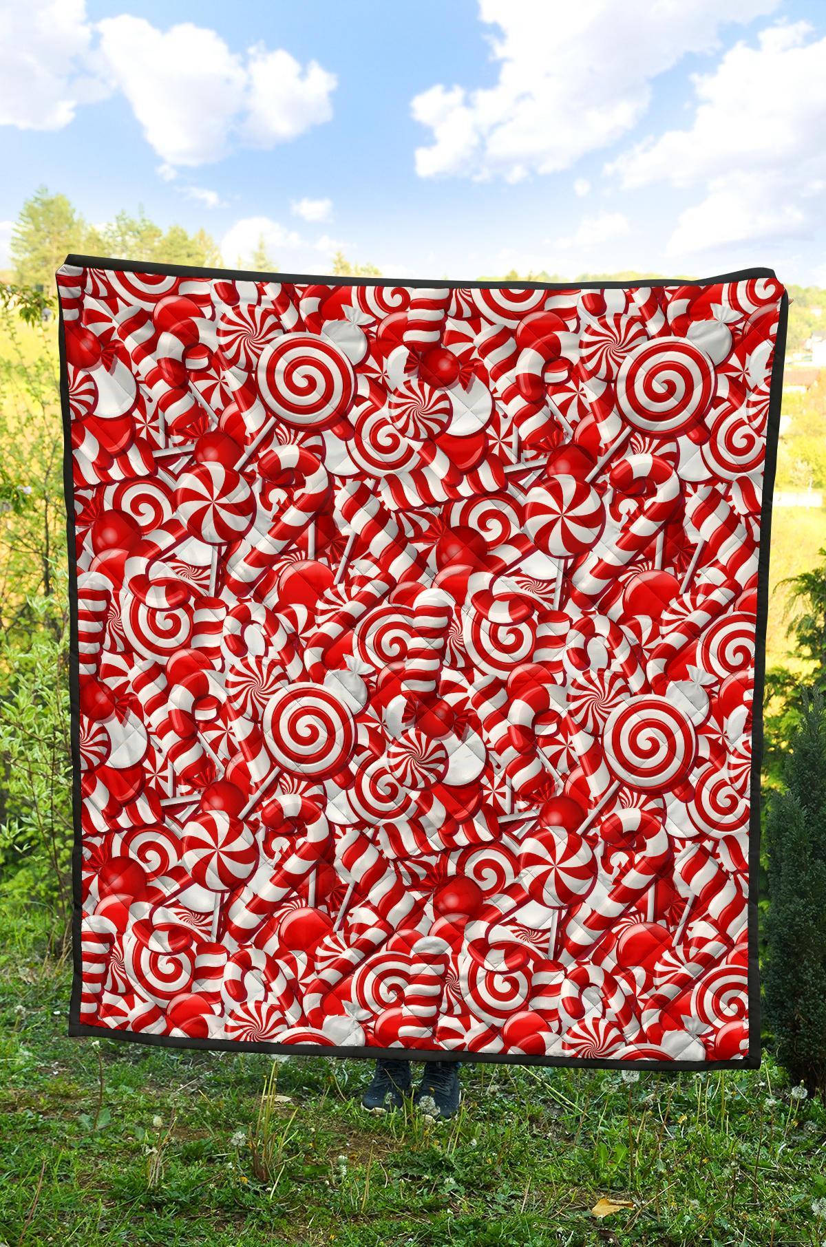 Candy Cane Print Pattern Quilt-grizzshop