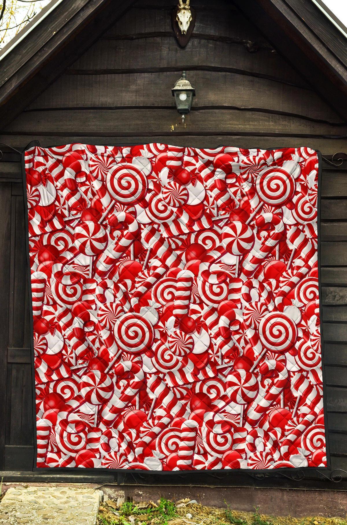 Candy Cane Print Pattern Quilt-grizzshop