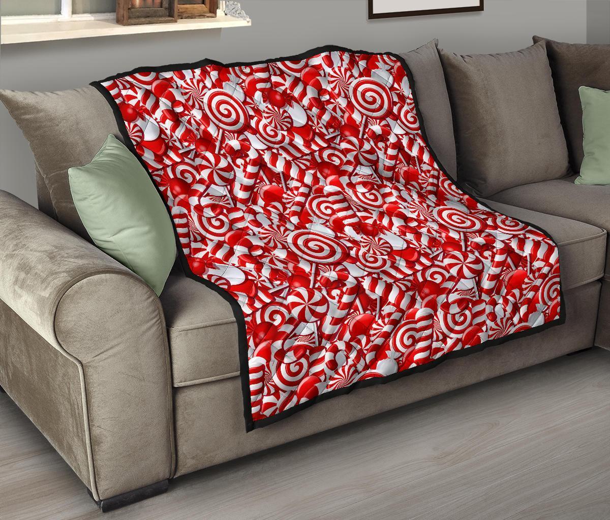 Candy Cane Print Pattern Quilt-grizzshop