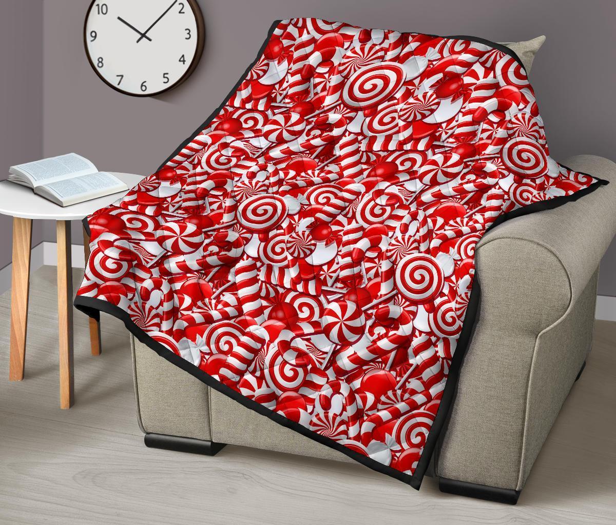 Candy Cane Print Pattern Quilt-grizzshop