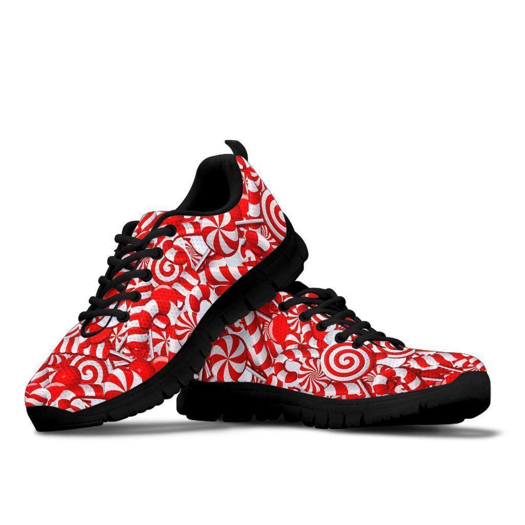 Candy Cane Print Pattern Sneaker Shoes For Men Women-grizzshop