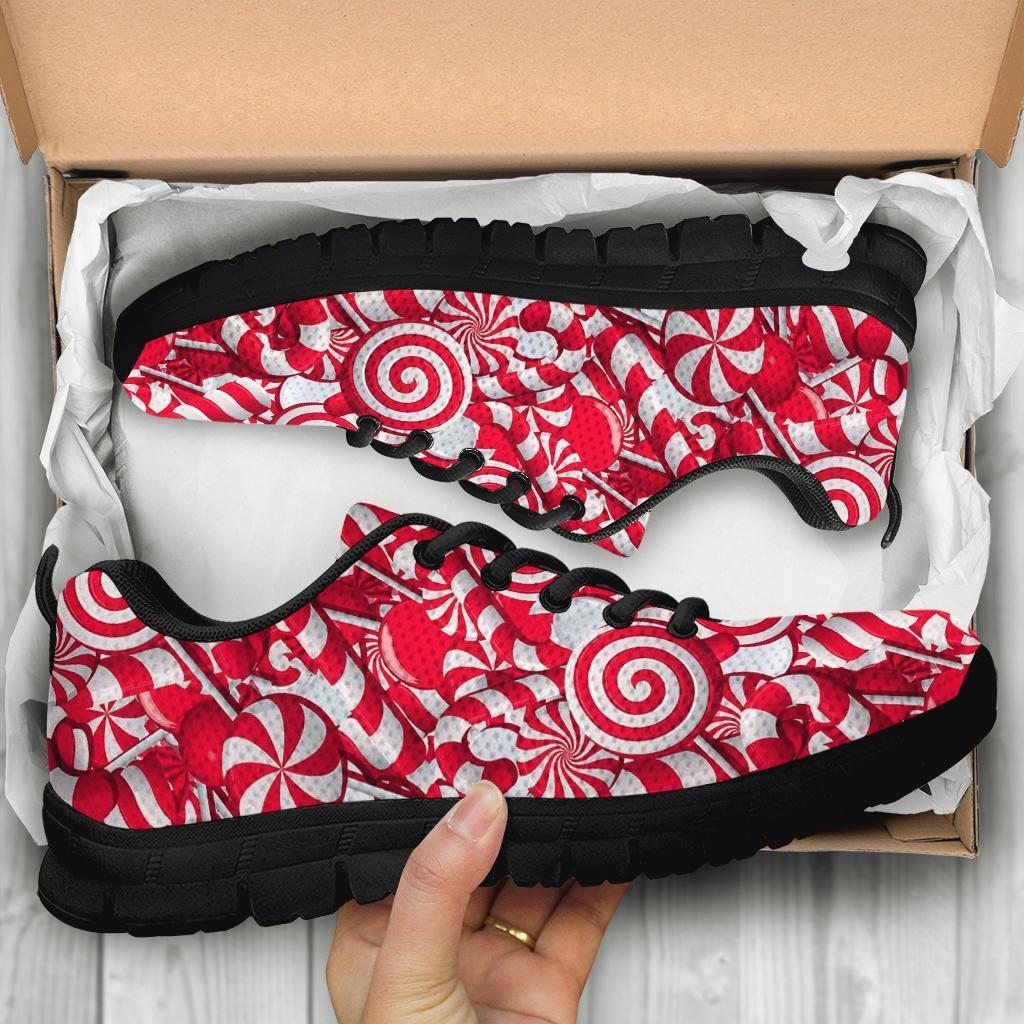 Candy Cane Print Pattern Sneaker Shoes For Men Women-grizzshop