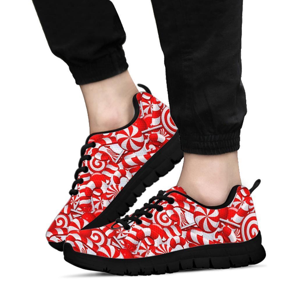 Candy Cane Print Pattern Sneaker Shoes For Men Women-grizzshop