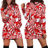 Candy Cane Print Pattern Women Hoodie Dress-grizzshop
