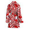 Candy Cane Print Pattern Women Long Robe-grizzshop