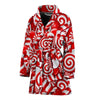 Candy Cane Print Pattern Women Long Robe-grizzshop