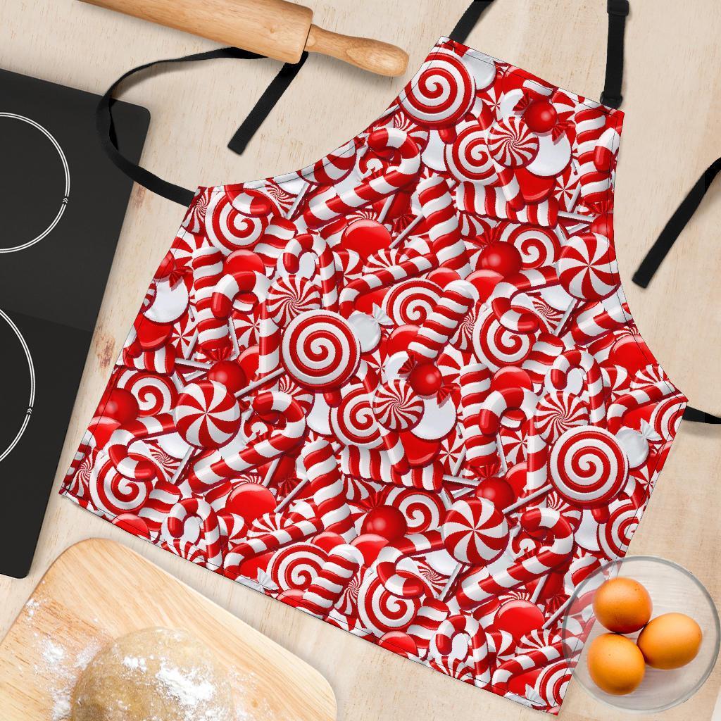 Candy Cane Print Pattern Women's Apron-grizzshop