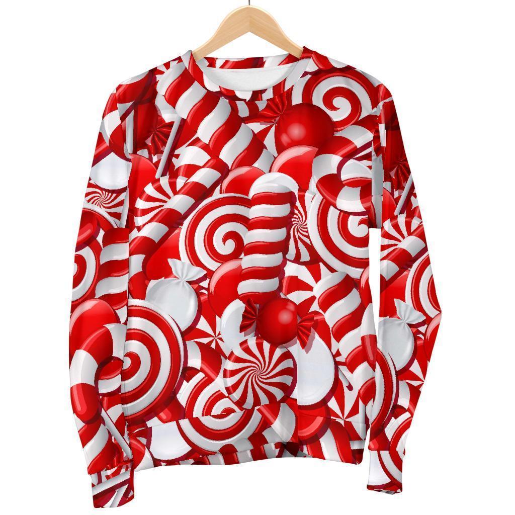 Candy Cane Print Pattern Women's Sweatshirt-grizzshop