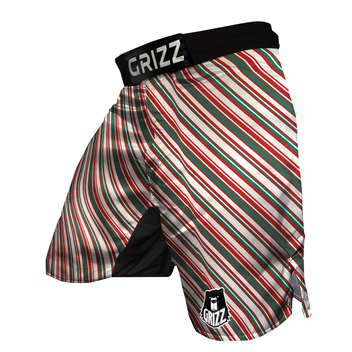 Candy Cane Stripe Christmas Print MMA Shorts-grizzshop