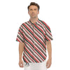 Candy Cane Stripe Christmas Print Men's Short Sleeve Shirts-grizzshop