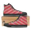 Candy Cane Stripe White And Red Print Black High Top Shoes-grizzshop