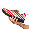 Candy Cane Stripe White And Red Print Black Sneaker-grizzshop