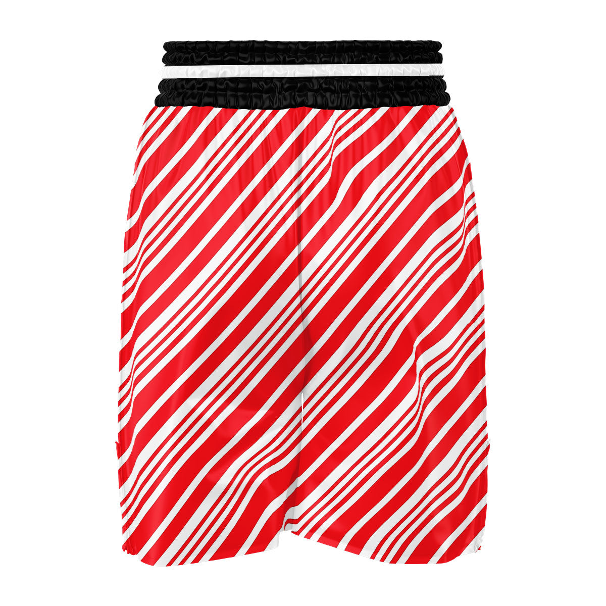 Candy Cane Stripe White And Red Print Boxing Shorts-grizzshop