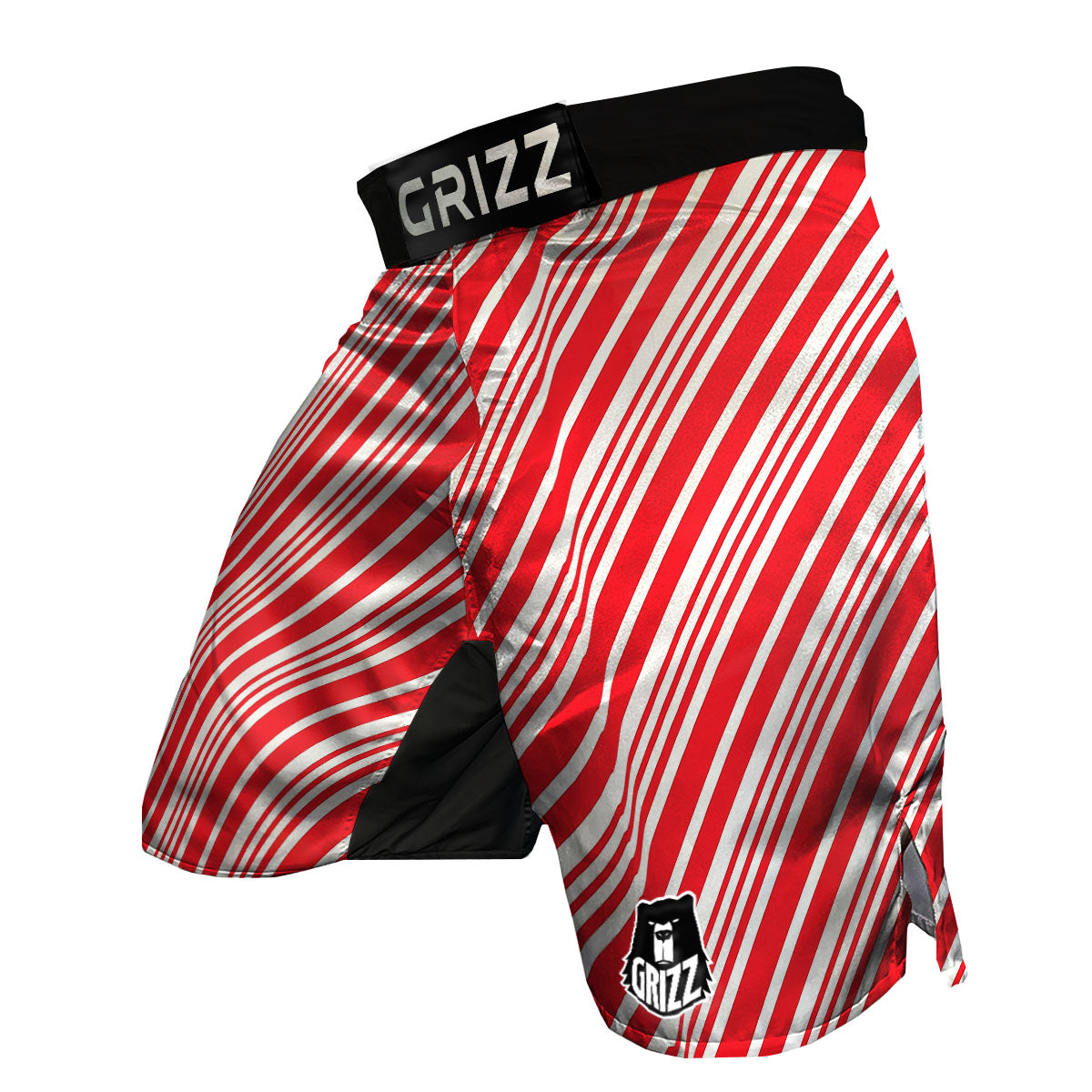 Candy Cane Stripe White And Red Print MMA Shorts-grizzshop