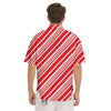 Candy Cane Stripe White And Red Print Men's Short Sleeve Shirts-grizzshop