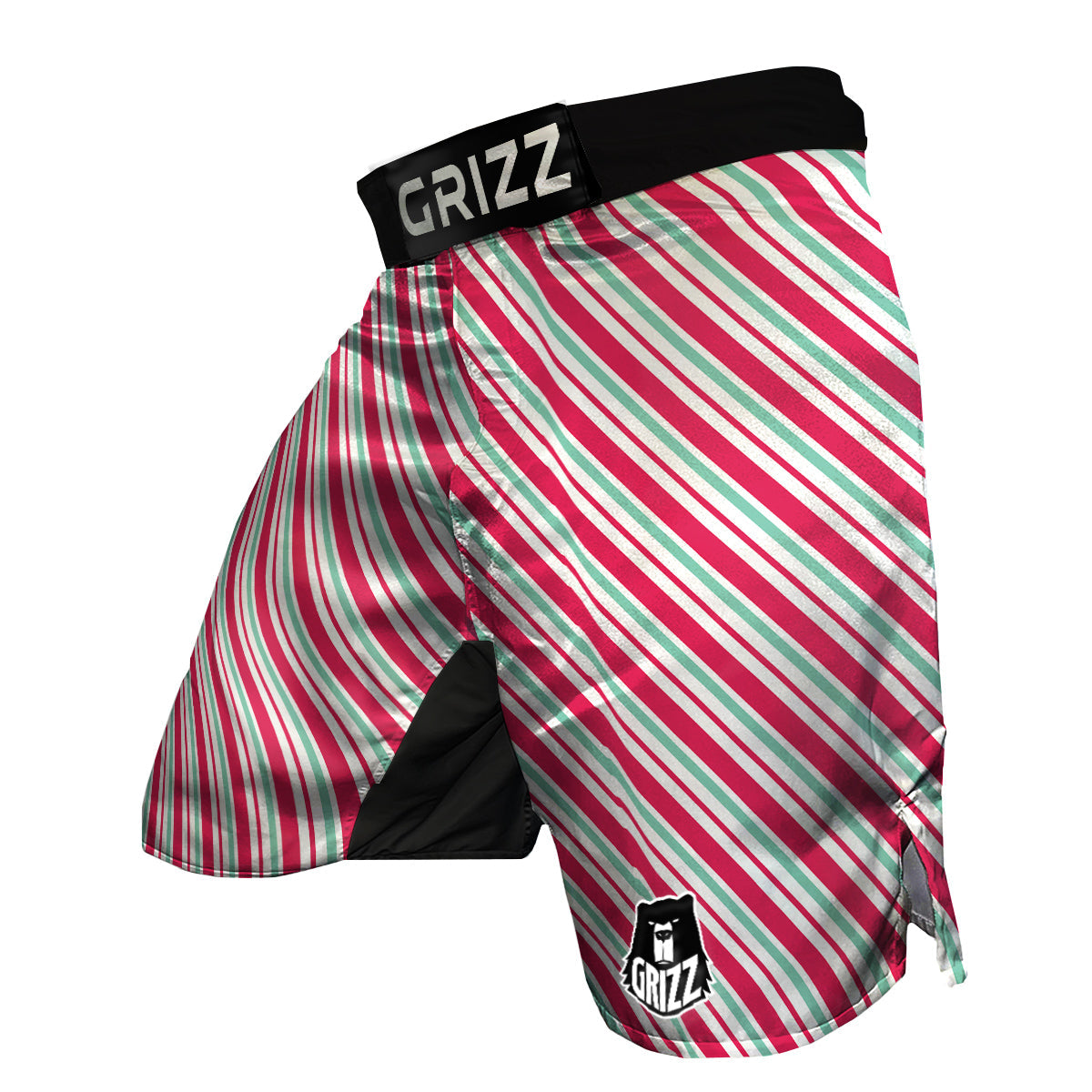 Candy Cane Striped Christmas Print MMA Shorts-grizzshop