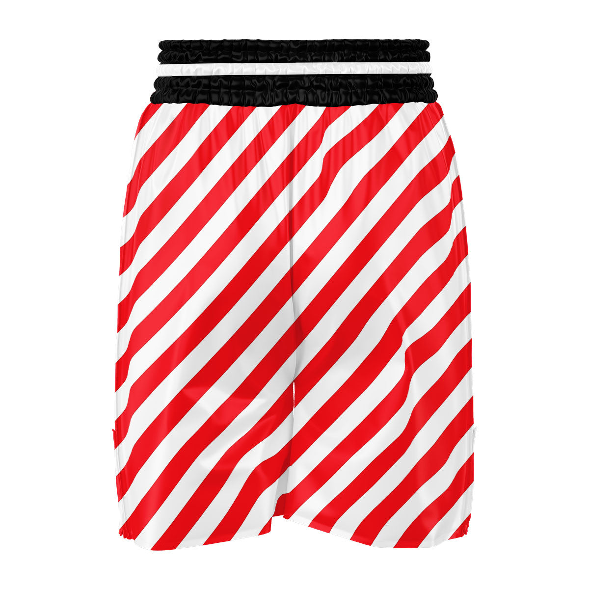 Candy Cane Striped White And Red Print Boxing Shorts-grizzshop