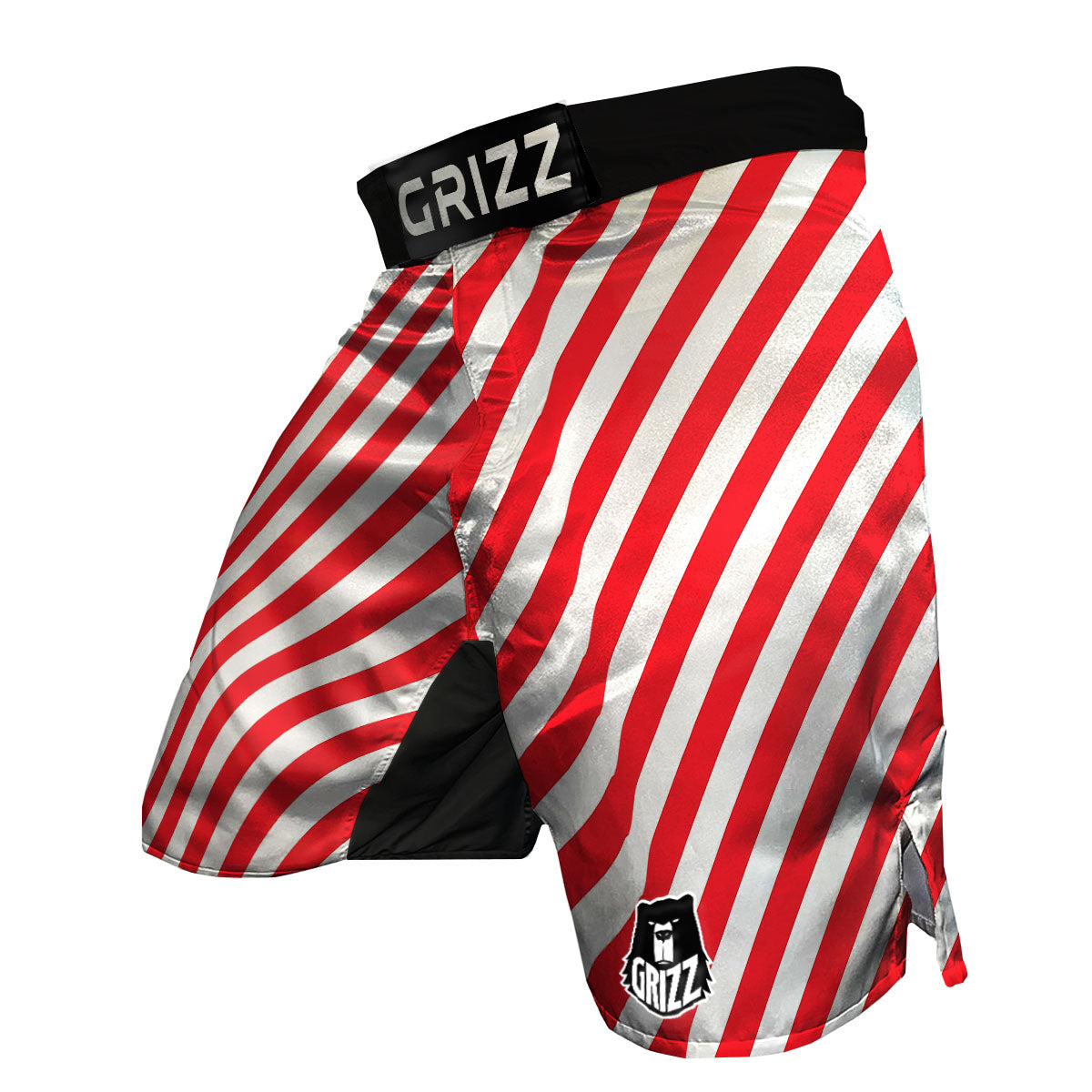 Candy Cane Striped White And Red Print MMA Shorts-grizzshop