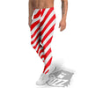 Candy Cane Striped White And Red Print Men's Leggings-grizzshop