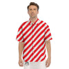 Candy Cane Striped White And Red Print Men's Short Sleeve Shirts-grizzshop