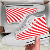 Candy Cane Striped White And Red Print White High Top Shoes-grizzshop