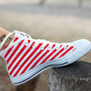 Candy Cane Striped White And Red Print White High Top Shoes-grizzshop