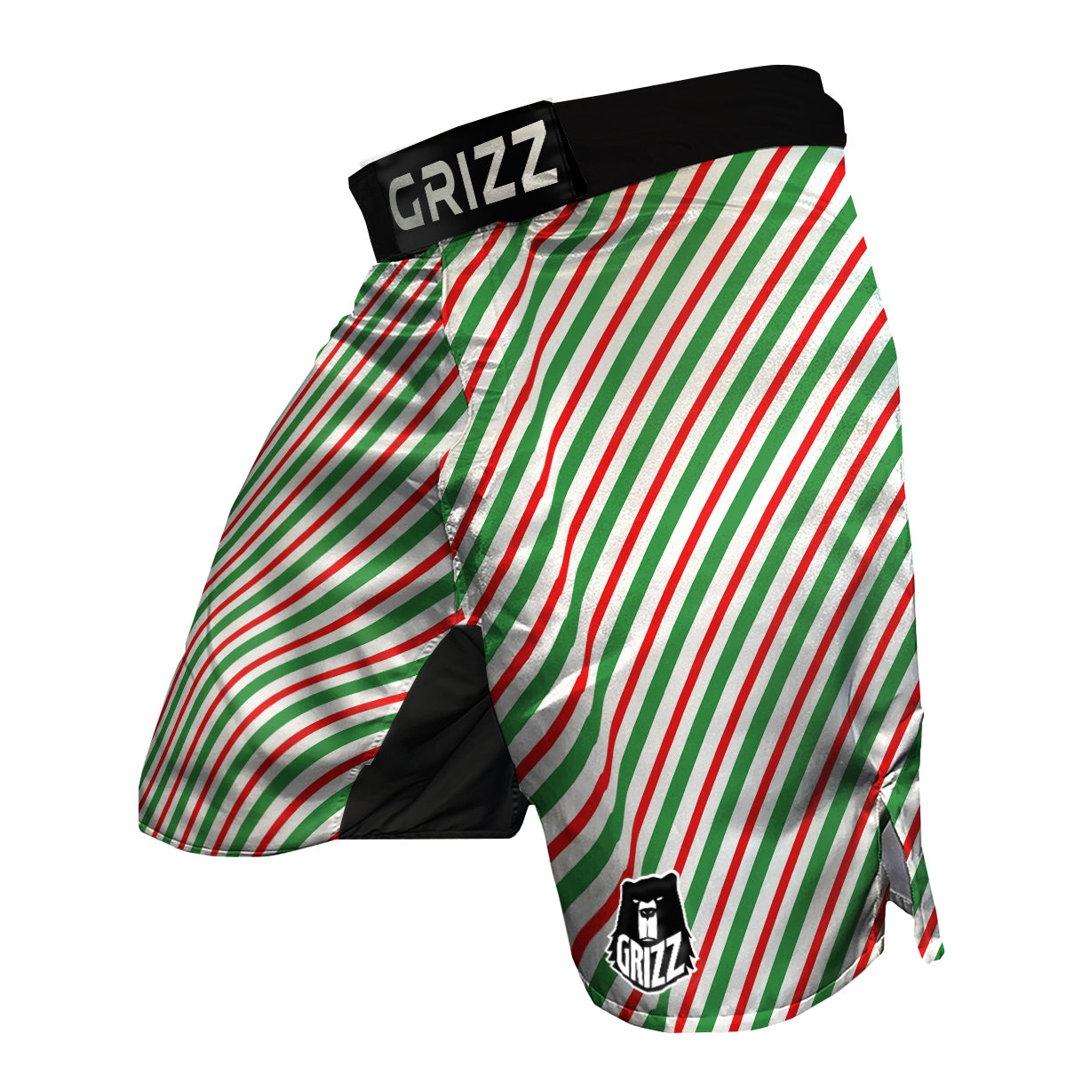 Candy Cane Stripes Christmas Print MMA Shorts-grizzshop