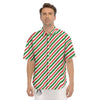 Candy Cane Stripes Christmas Print Men's Short Sleeve Shirts-grizzshop