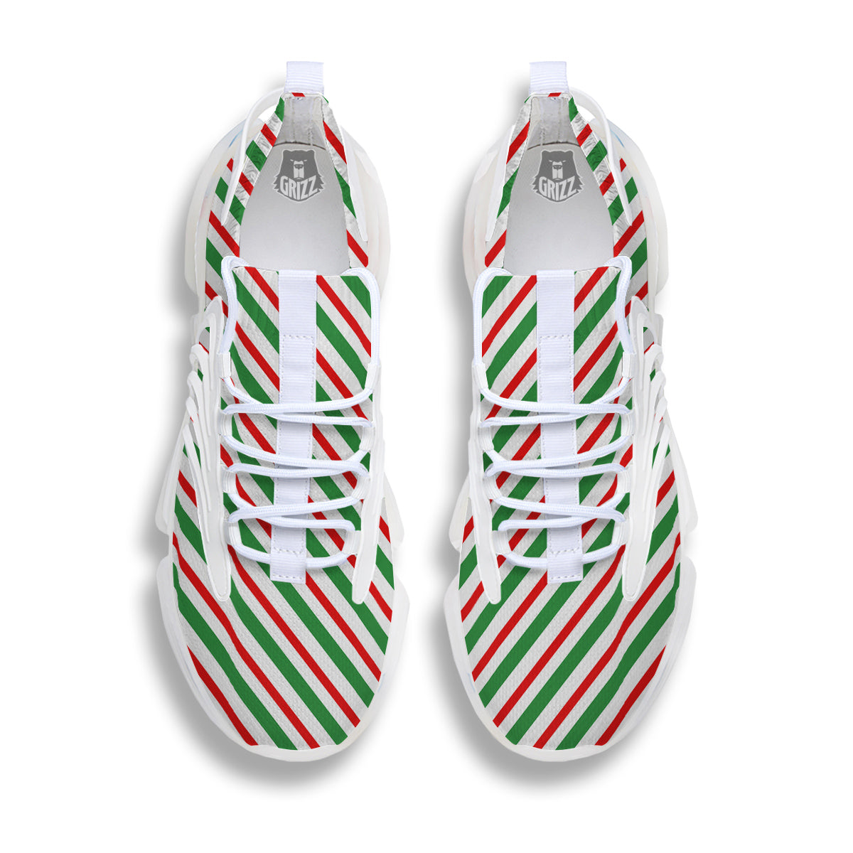 Candy Cane Stripes Christmas Print White Gym Shoes-grizzshop