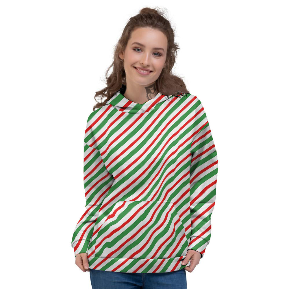 Candy Cane Stripes Christmas Print Women's Hoodie-grizzshop