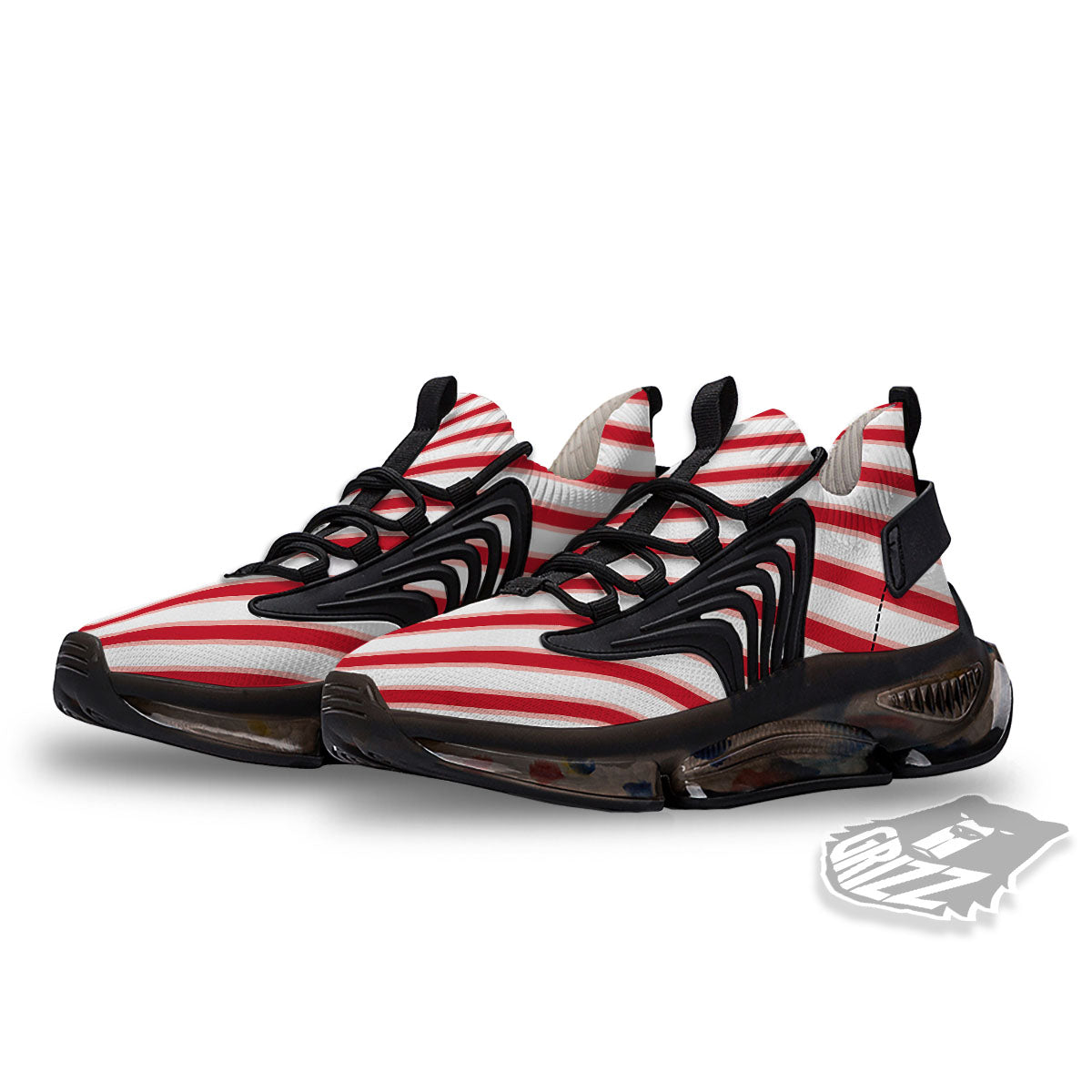 Candy Cane Stripes White And Red Print Black Gym Shoes-grizzshop
