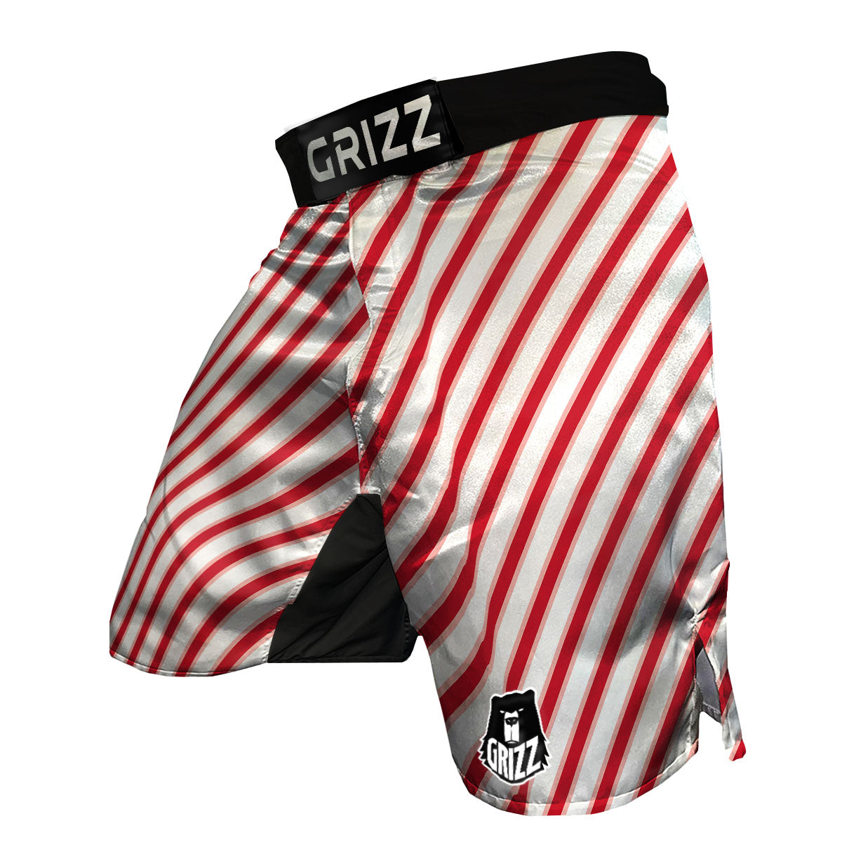 Candy Cane Stripes White And Red Print MMA Shorts-grizzshop