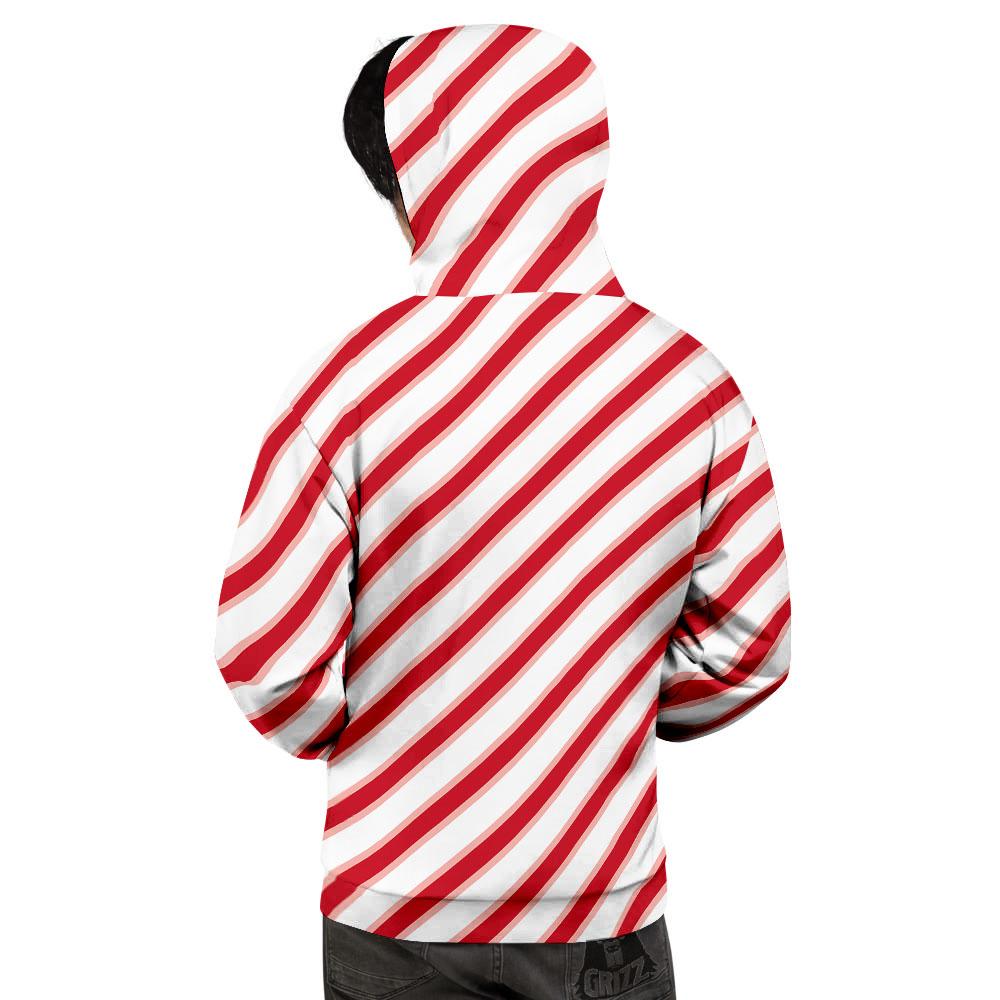 Candy Cane Stripes White And Red Print Men s Hoodie