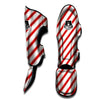 Candy Cane Stripes White And Red Print Muay Thai Shin Guards-grizzshop