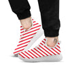 Candy Cane Stripes White And Red Print White Athletic Shoes-grizzshop