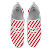 Candy Cane Stripes White And Red Print White Athletic Shoes-grizzshop