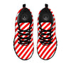 Candy Cane White And Red Print Pattern Black Sneaker-grizzshop