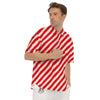 Candy Cane White And Red Print Pattern Men's Short Sleeve Shirts-grizzshop