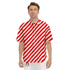 Candy Cane White And Red Print Pattern Men's Short Sleeve Shirts-grizzshop