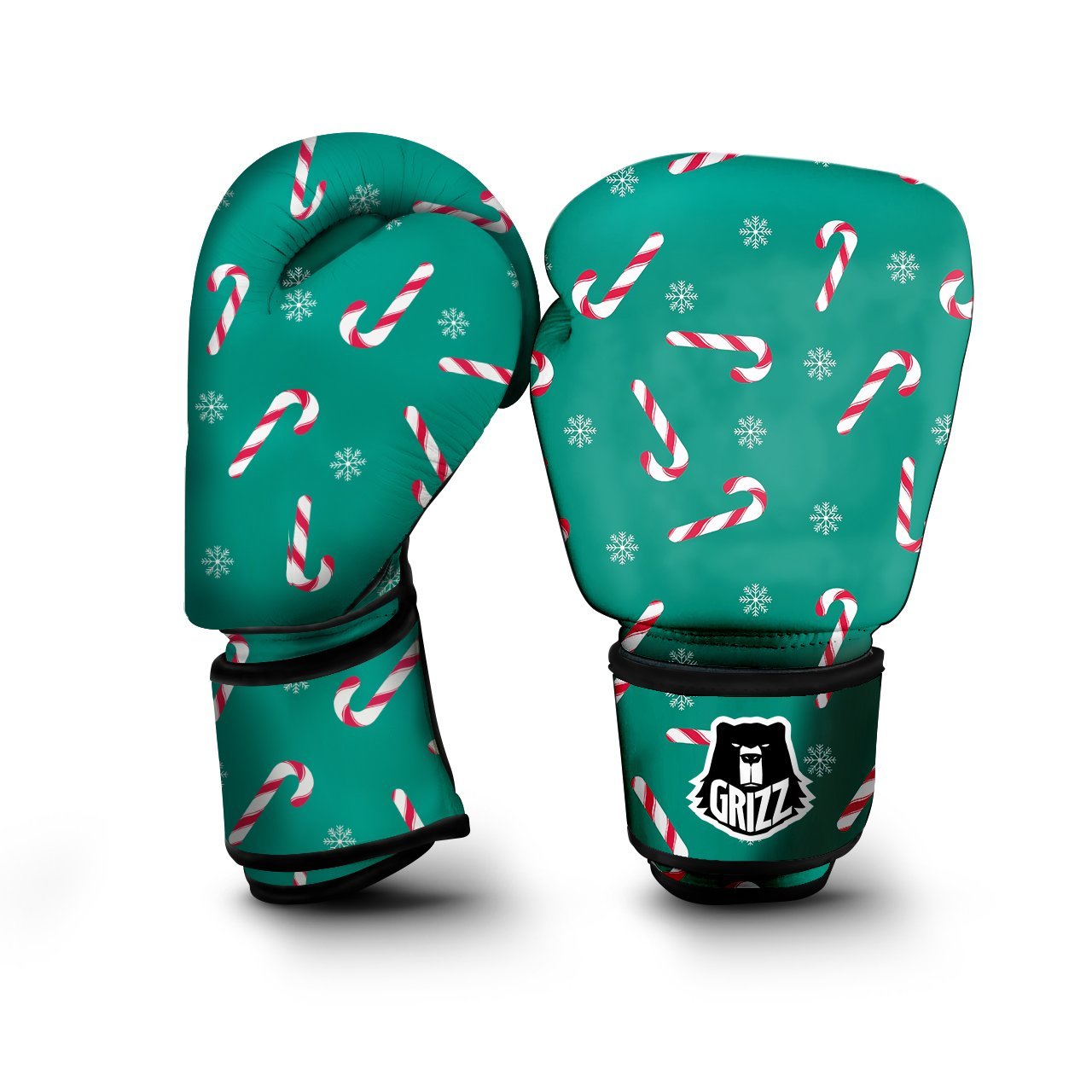 Candy Cane Xmas Print Pattern Boxing Gloves-grizzshop