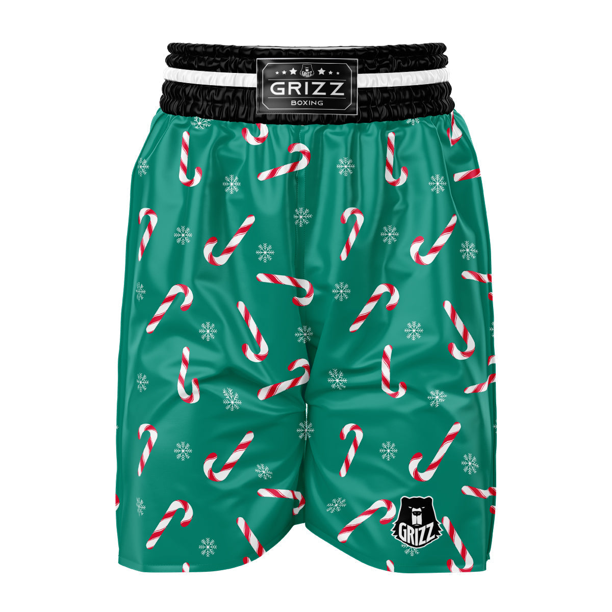Candy Cane Xmas Print Pattern Boxing Shorts-grizzshop